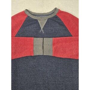 Men Casual Sweatshirt L Blue Red Gray Raglan Colorblock Crewneck Pullover Skater